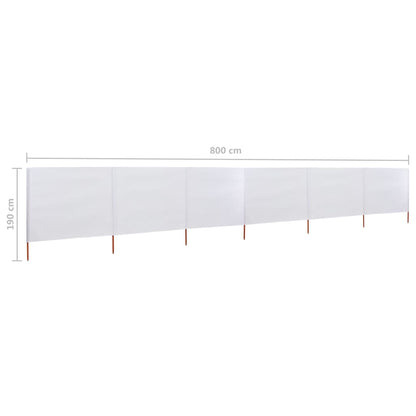 6-panel Wind Screen Fabric 800x160 cm Sand White