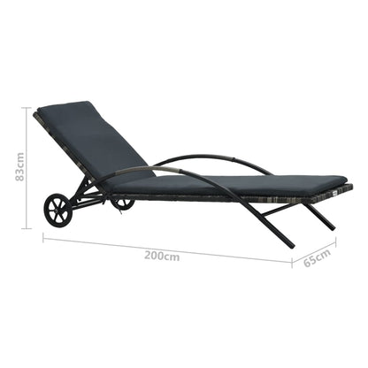 Sun Loungers with Table Poly Rattan Anthracite