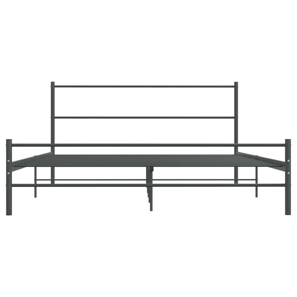 Bed Frame without Mattress Grey Metal 140x200 cm