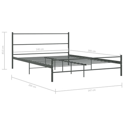 Bed Frame without Mattress Grey Metal 140x200 cm