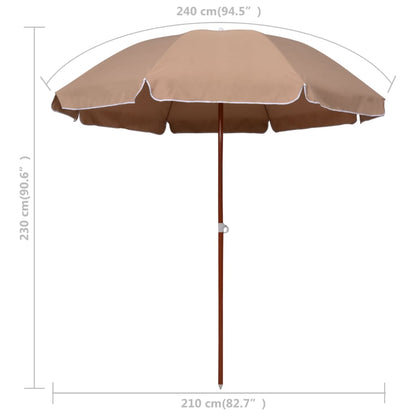 Parasol with Steel Pole 240 cm Taupe