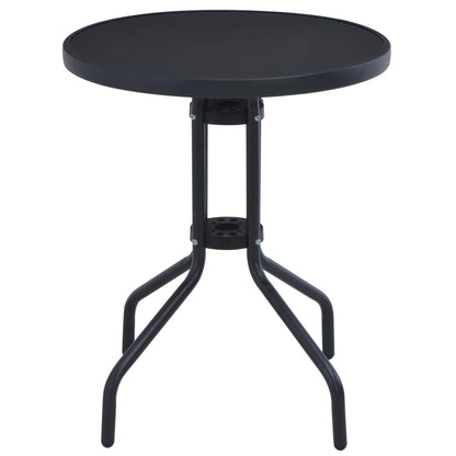 Garden Table Black 80 cm Steel and Glass