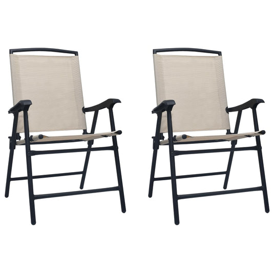 Folding Garden Chairs 2 pcs Texilene Cream