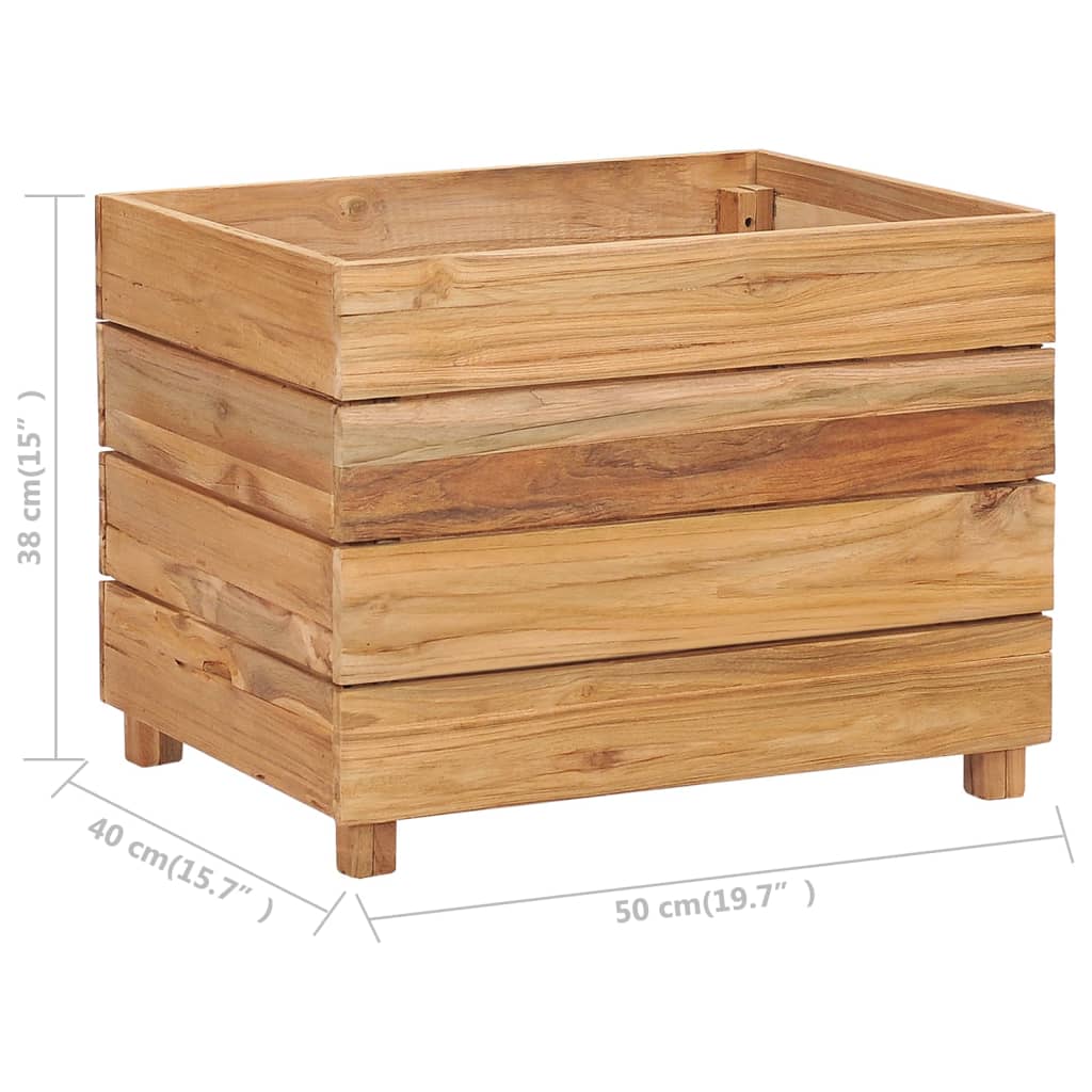 Raised Bed 50x40x38 cm Solid Wood Teak and Steel