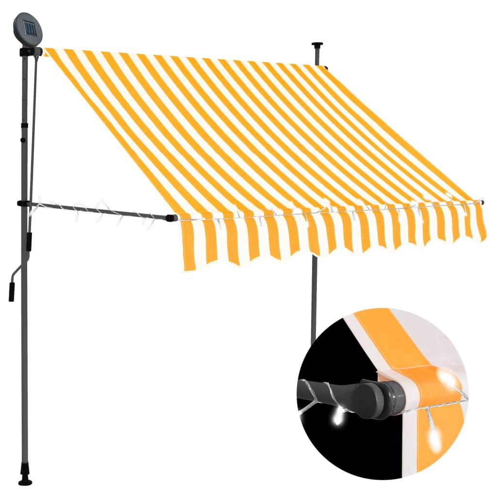 Manual Retractable Awning with LED 150 cm White and Orange