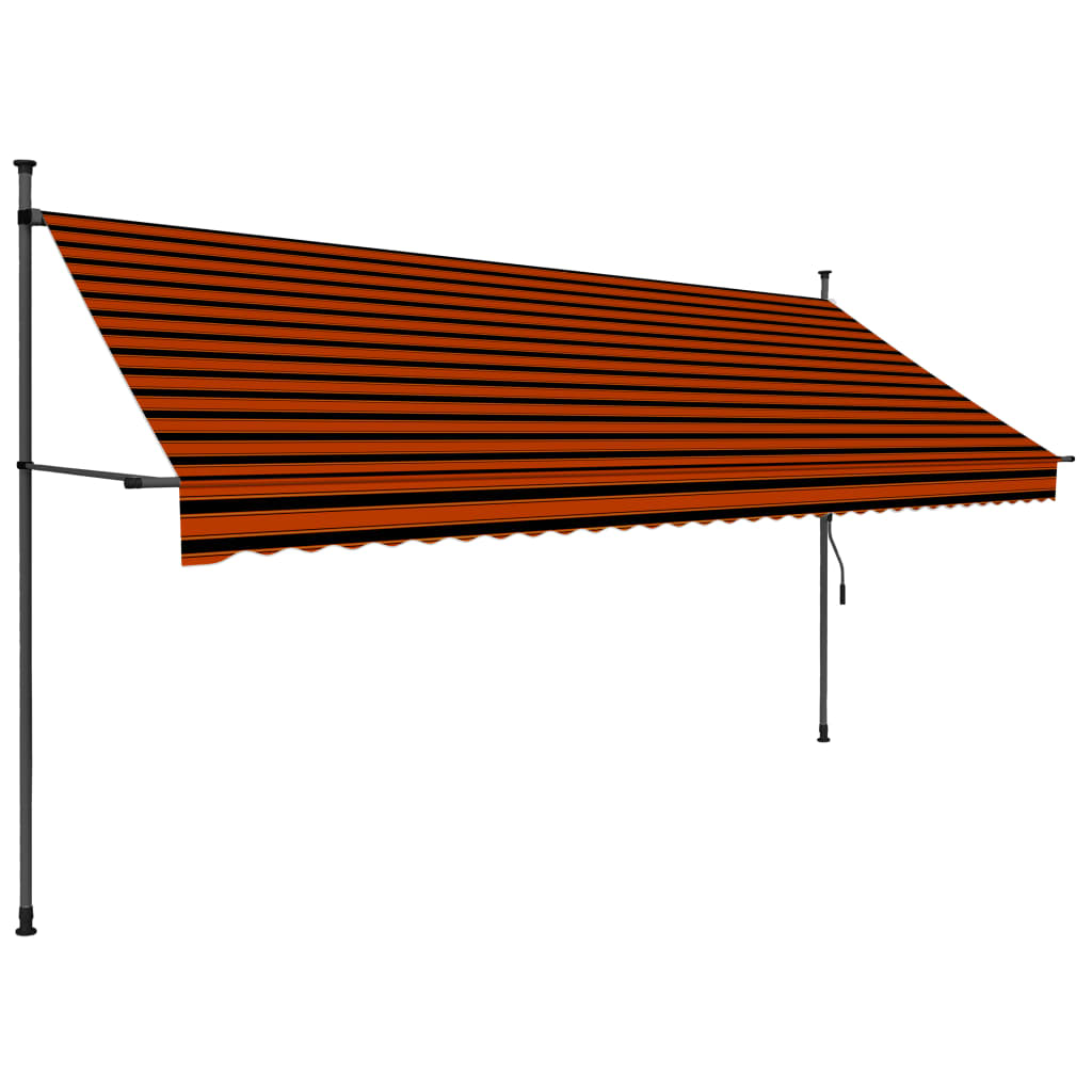Manual Retractable Awning with LED 350 cm Orange and Brown