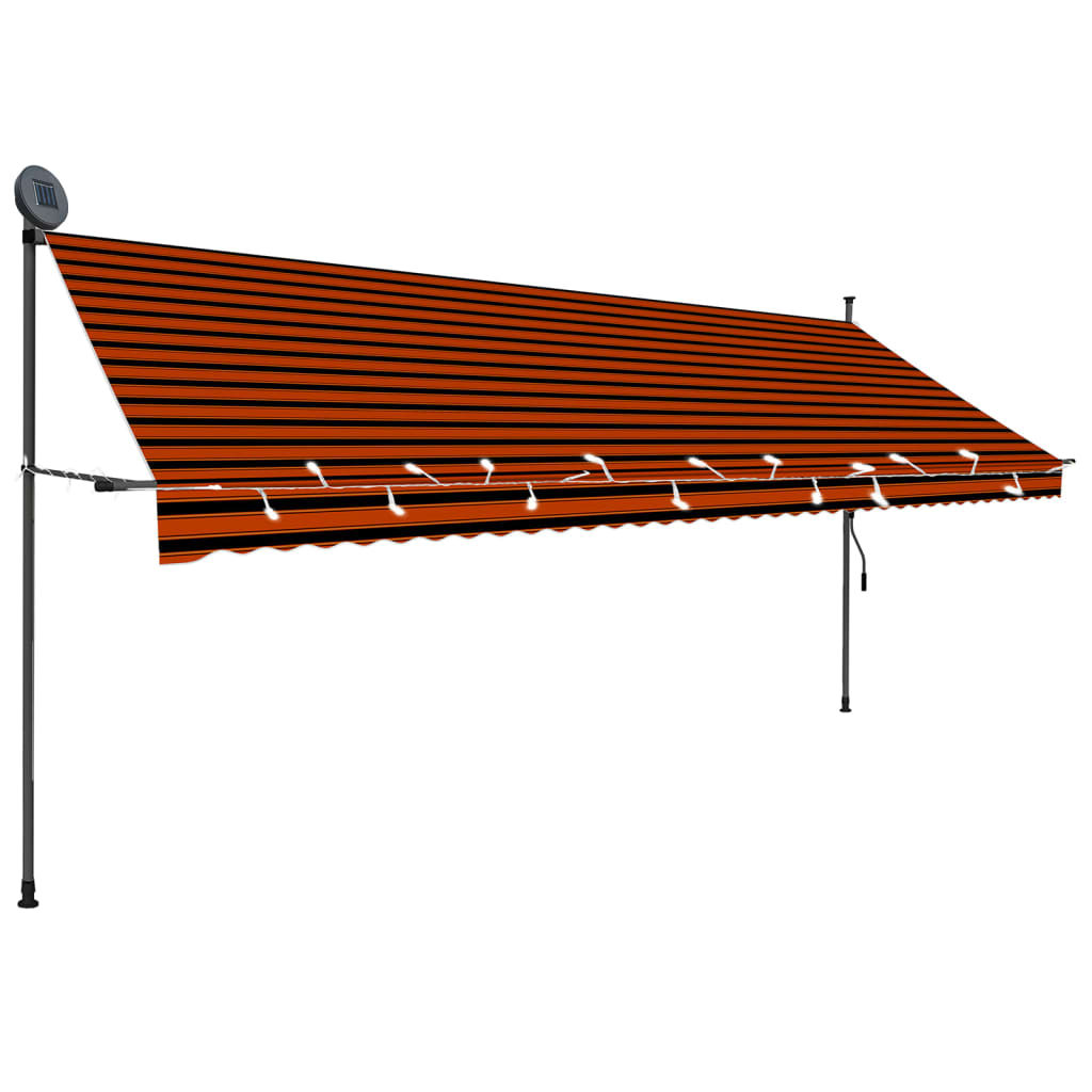 Manual Retractable Awning with LED 400 cm Orange and Brown