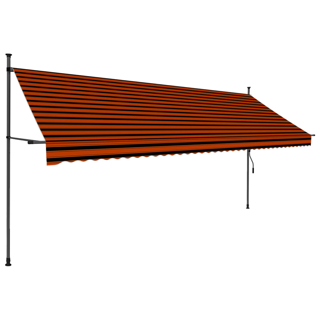Manual Retractable Awning with LED 400 cm Orange and Brown