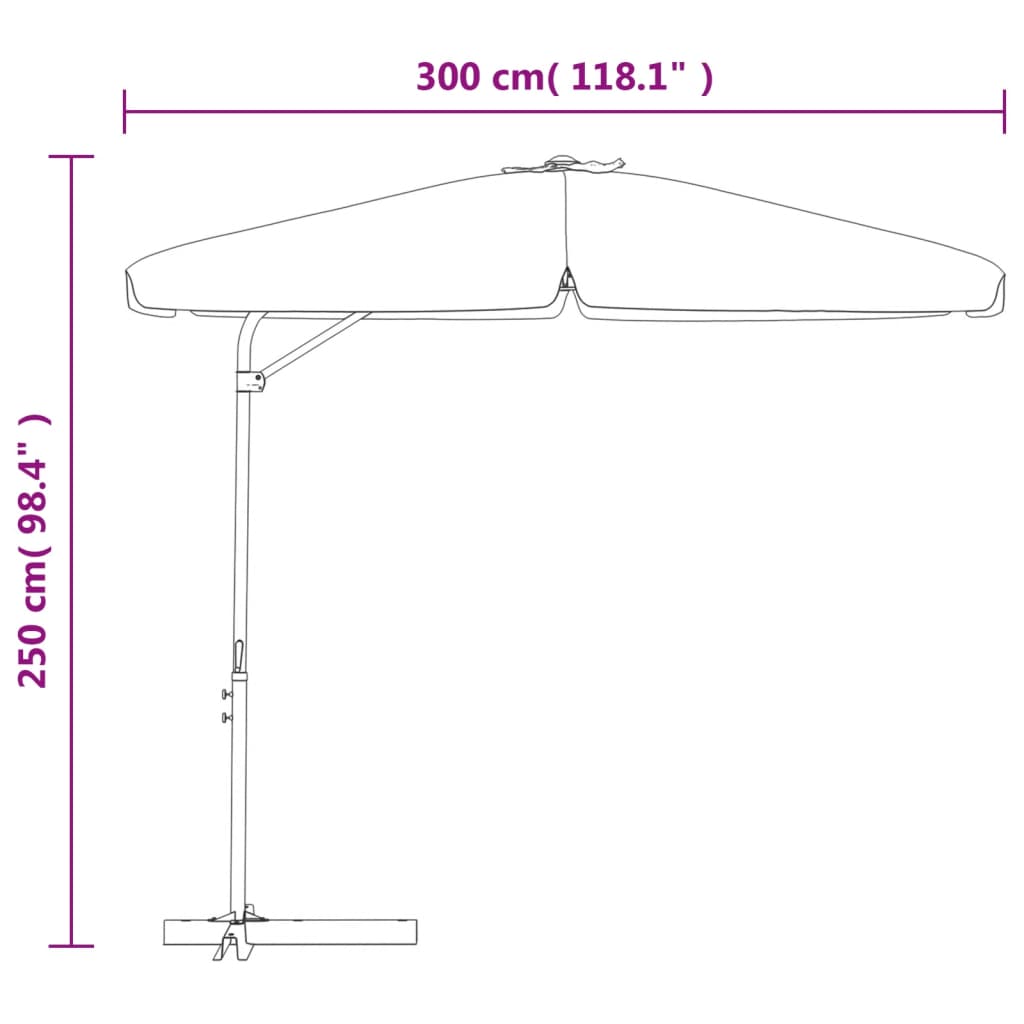 Outdoor Parasol with Steel Pole 300x250 cm Anthracite