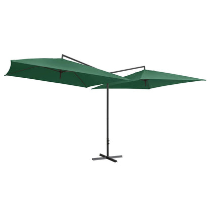 Double Parasol with Steel Pole 250x250 cm Green