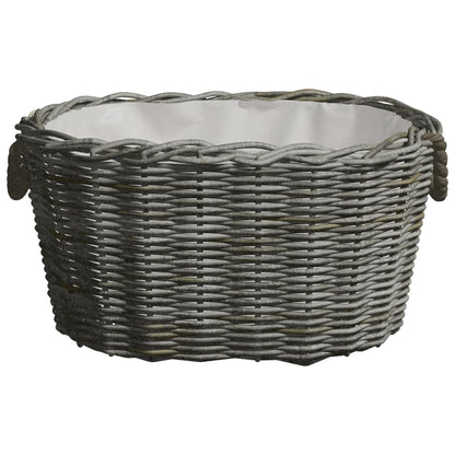 Firewood Basket with Carrying Handles 60x40x28 cm Grey Willow