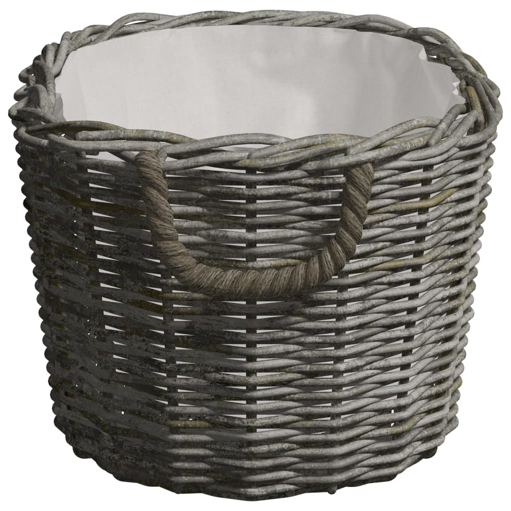 Firewood Basket with Carrying Handles 60x40x28 cm Grey Willow