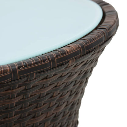 Garden Side Table Drum Shape Brown Poly Rattan