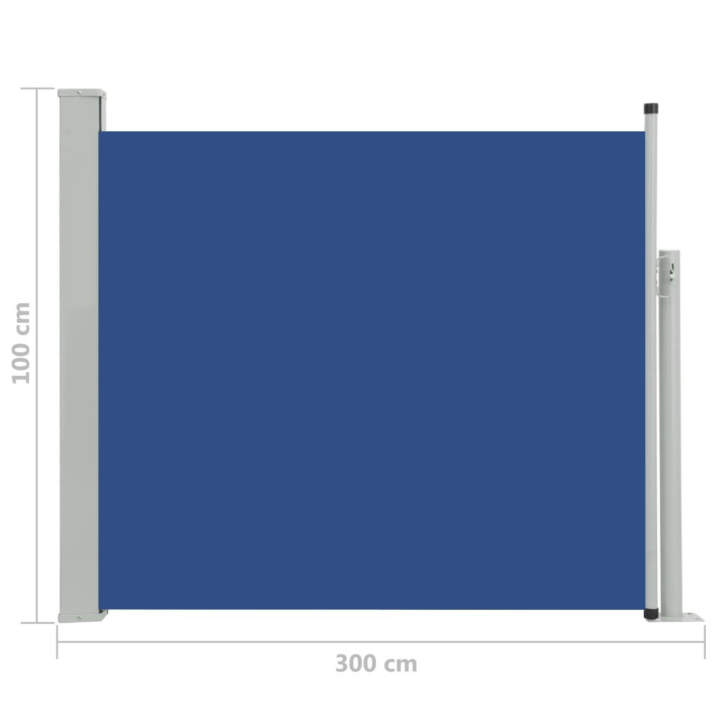 Patio Retractable Side Awning 100x300 cm Blue