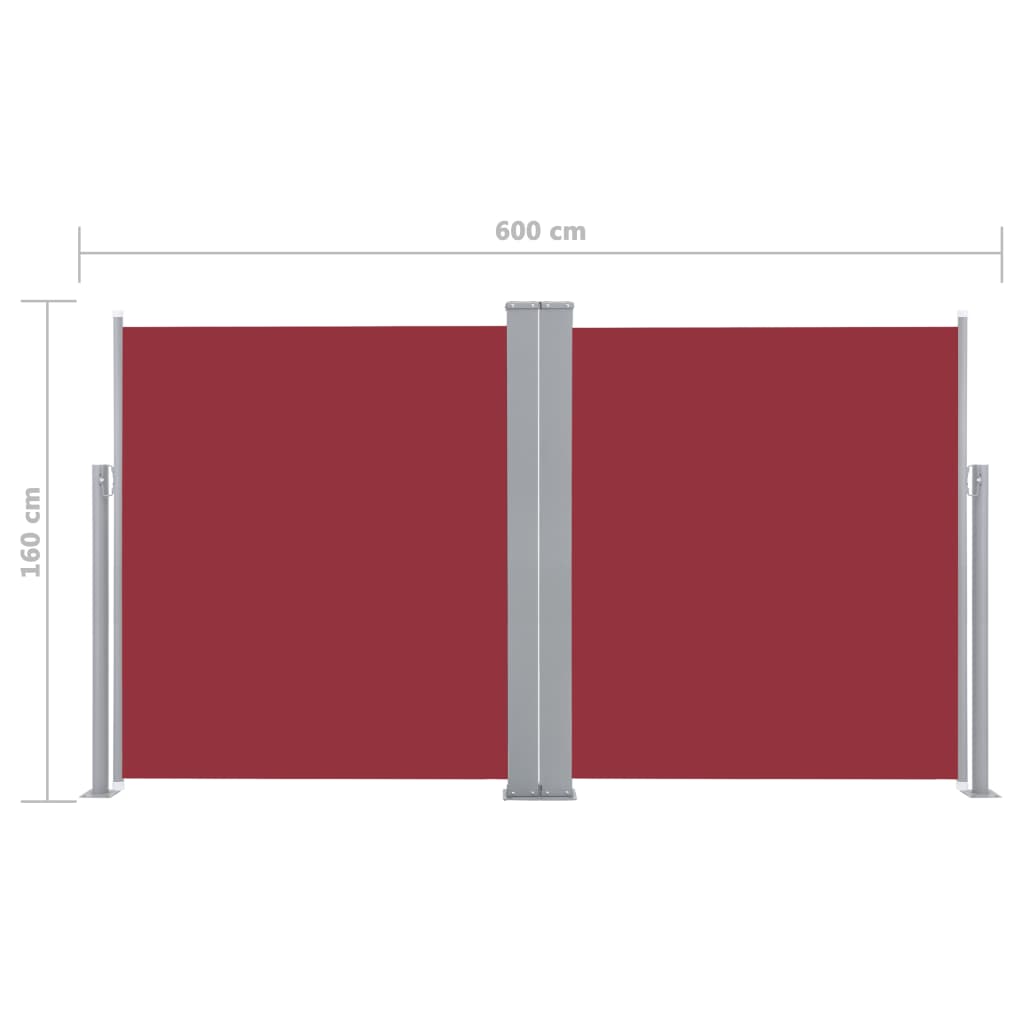 Retractable Side Awning Red 160x600 cm