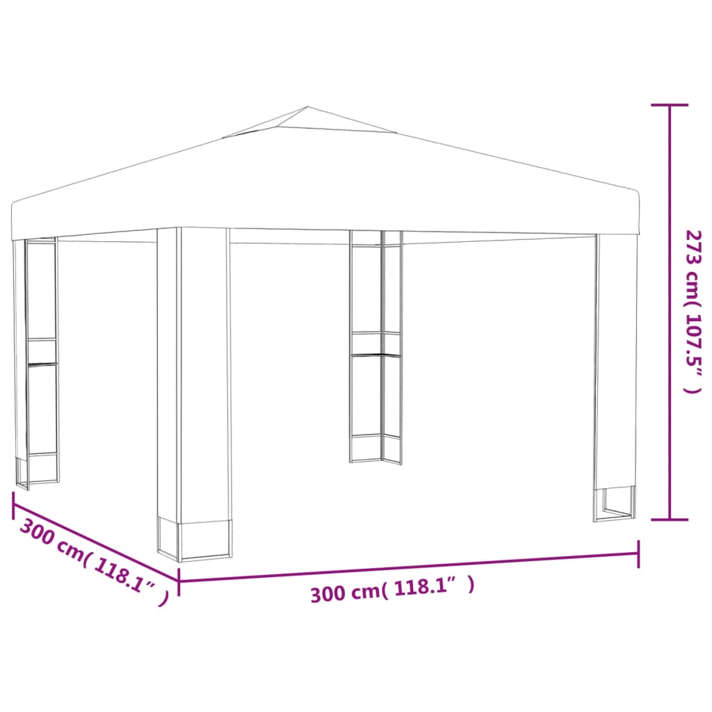 Gazebo with Double Roof 3x3 m White