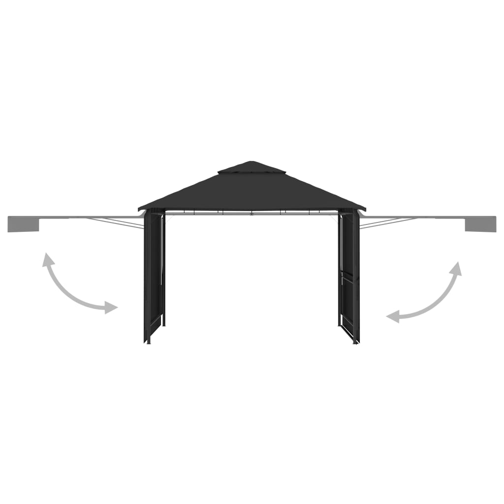 Gazebo with Double Extending Roofs 3x3x2.75 m Anthracite 180g/m²