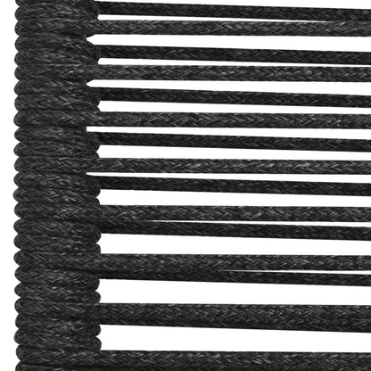 7 Piece Outdoor Dining Set Cotton Rope and Steel Black