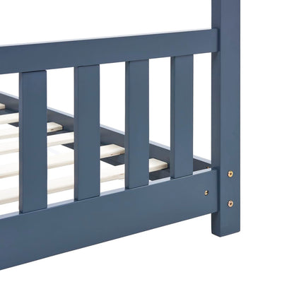 Kids Bed Frame Grey Solid Pine Wood 70x140 cm