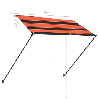 Retractable Awning with LED 250x150 cm Orange and Brown