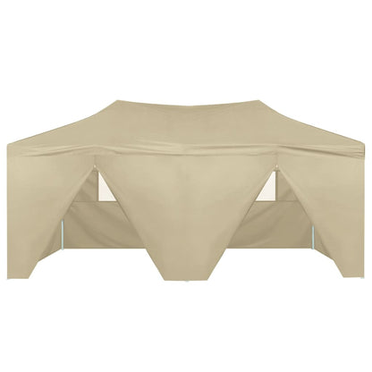 Professional Folding Party Tent with 4 Sidewalls 3x6 m Steel Cream