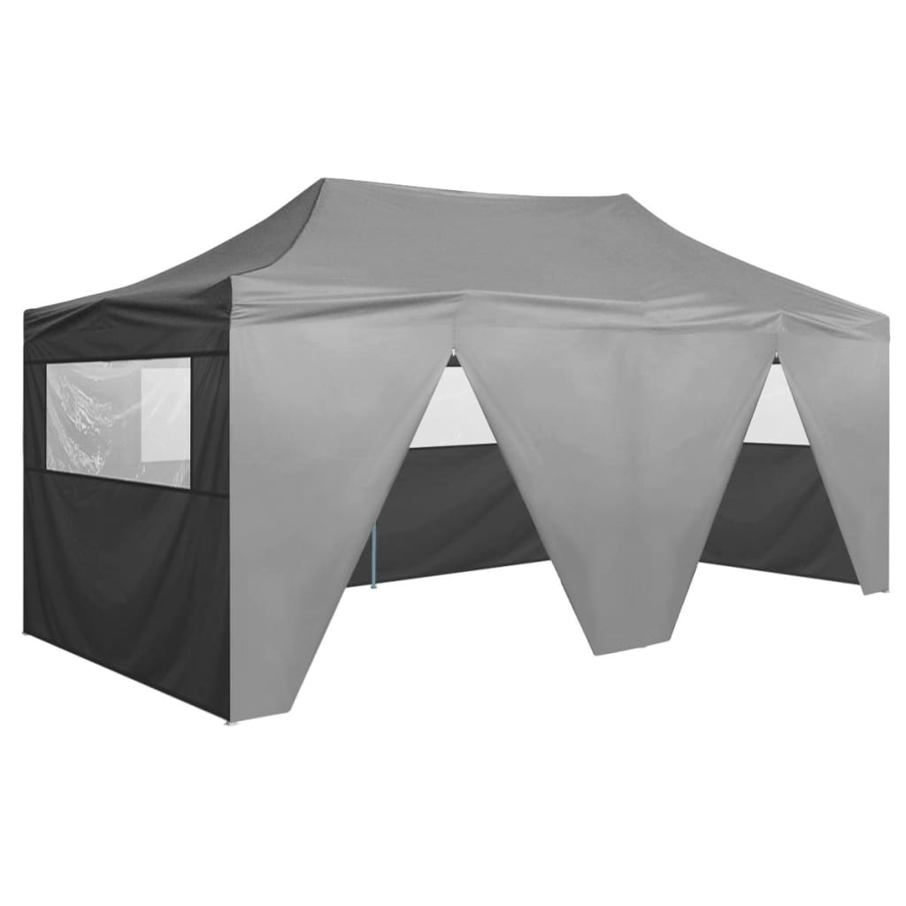 Professional Folding Party Tent with 4 Sidewalls 3x6 m Steel Anthracite