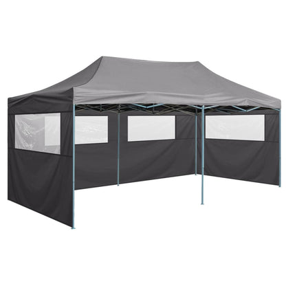 Professional Folding Party Tent with 4 Sidewalls 3x6 m Steel Anthracite