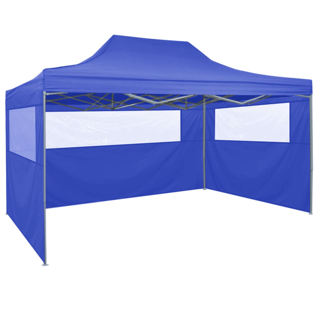 Professional Folding Party Tent with 4 Sidewalls 3x4 m Steel Blue