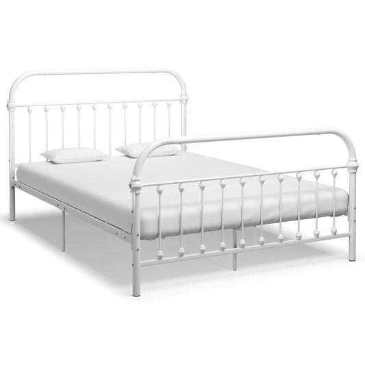 vidaXL Bed Frame White Metal 120x200 cm