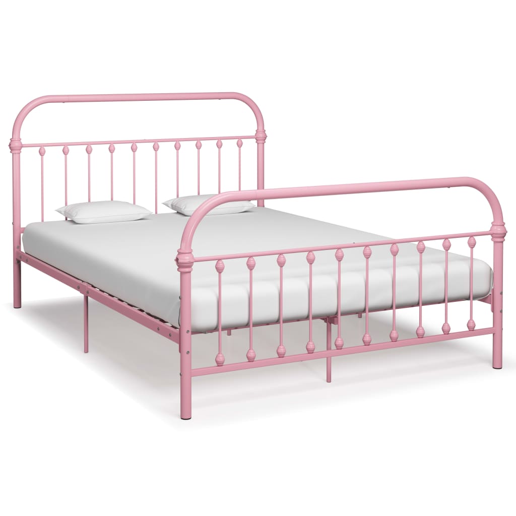 Bed Frame Pink Metal 160x200 cm