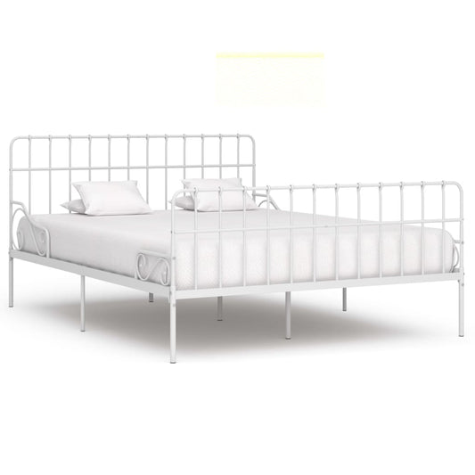 Bed Frame with Slatted Base White Metal 200x200 cm