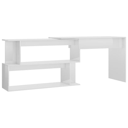 Corner Desk High Gloss White 200x50x76 cm Engineered Wood