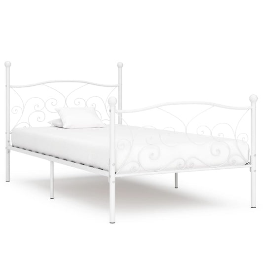 Bed Frame with Slatted Base White Metal 90x200 cm