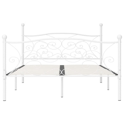 Bed Frame with Slatted Base White Metal 120x200 cm
