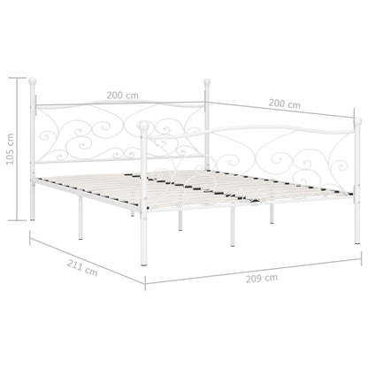 Bed Frame with Slatted Base White Metal 200x200 cm