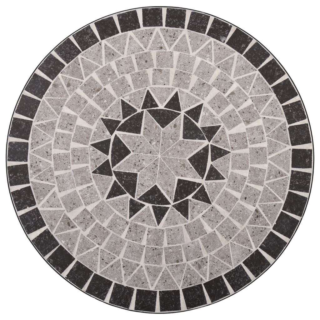 3 Piece Mosaic Bistro Set Ceramic Tile Grey