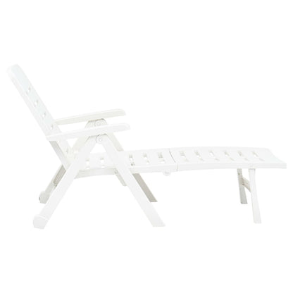 Folding Sun Lounger Plastic White