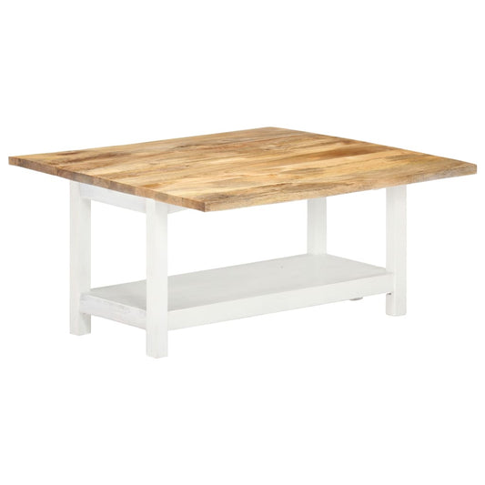 Extendable Coffee Table White 90x(45-90)x45 cm Solid Mango Wood