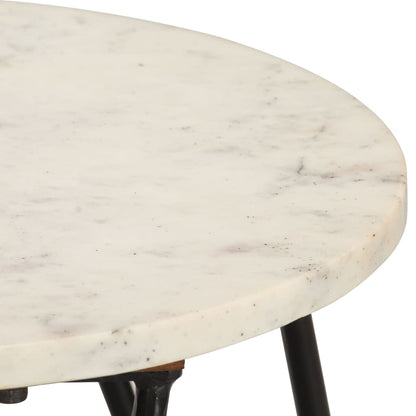 Coffee Table White 40x40x40 cm Real Stone with Marble Texture