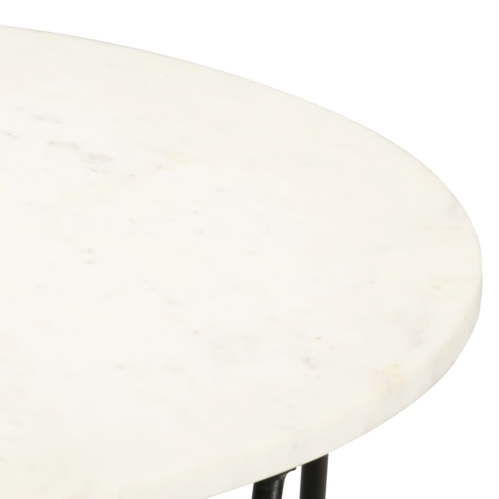 Coffee Table White 65x65x42 cm Real Stone with Marble Texture