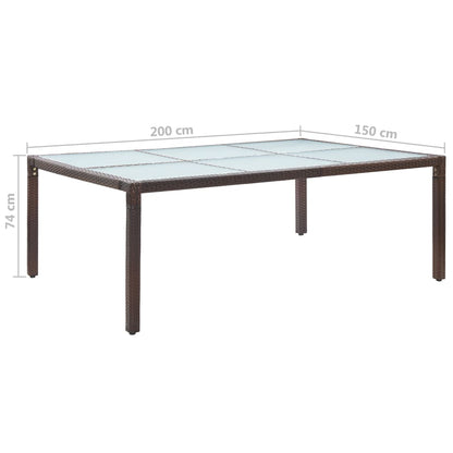 Outdoor Dining Table Brown 200x150x74 cm Poly Rattan