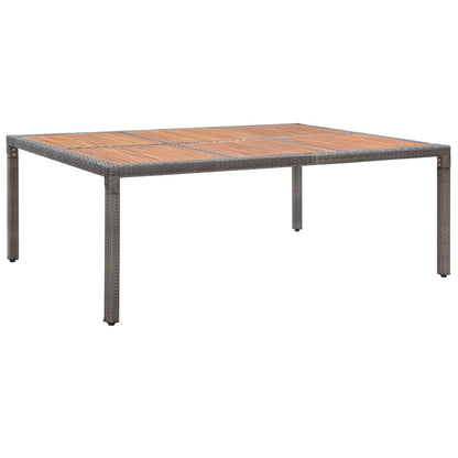 Garden Table Grey 200x150x74 cm Poly Rattan and Acacia Wood