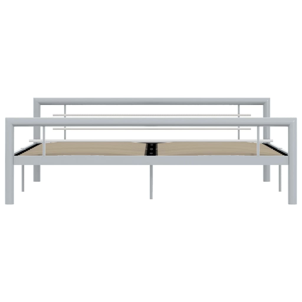 Bed Frame Grey and White Metal 180x200 cm 6FT Super King