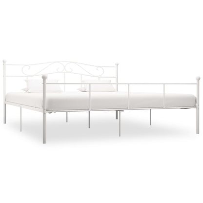 Bed Frame White Metal 180x200 cm 6FT Super King
