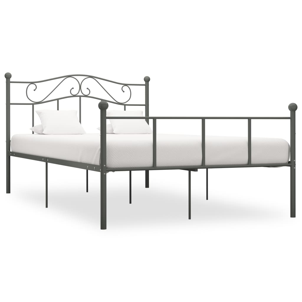 Bed Frame Grey Metal 140x200 cm