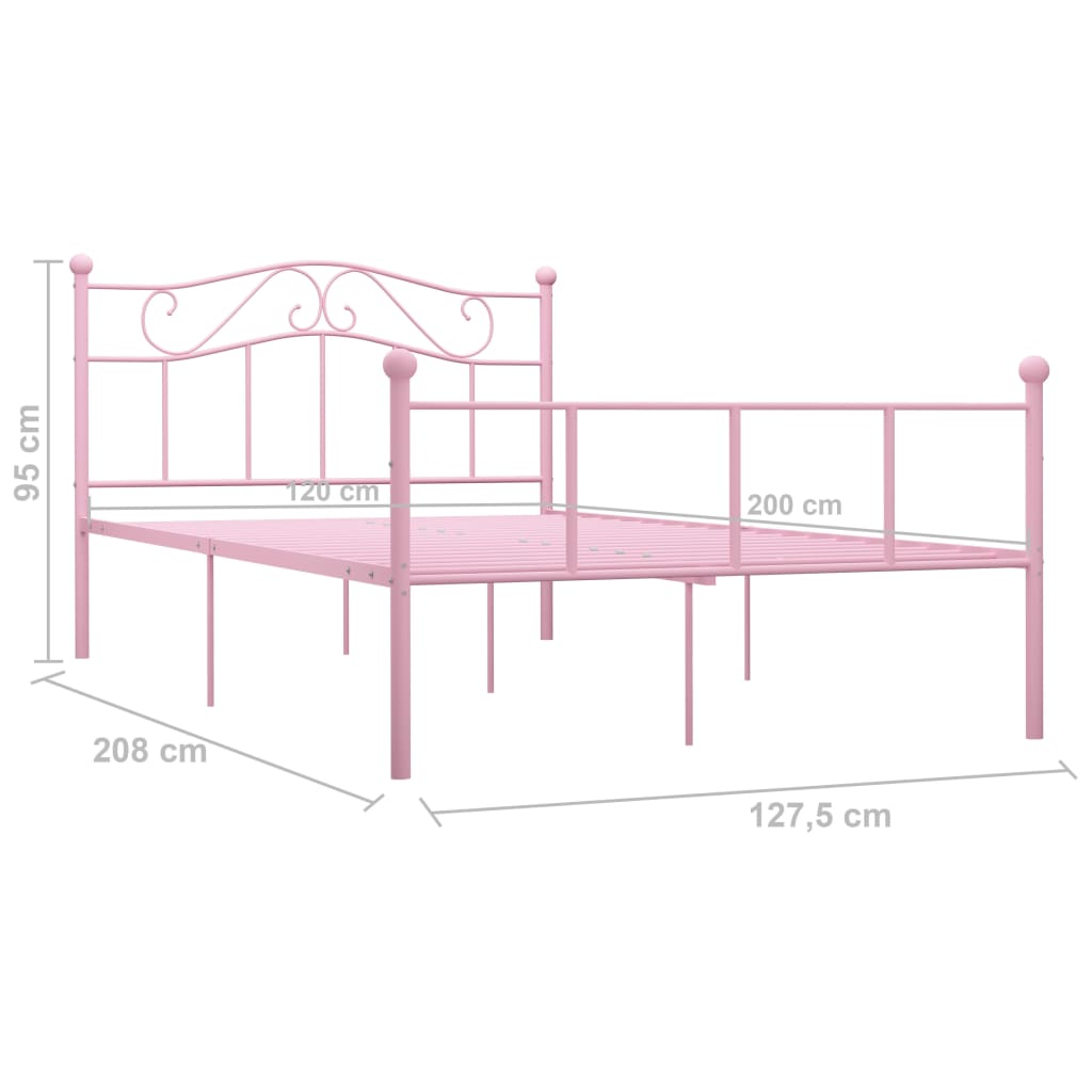 Bed Frame Pink Metal 120x200 cm