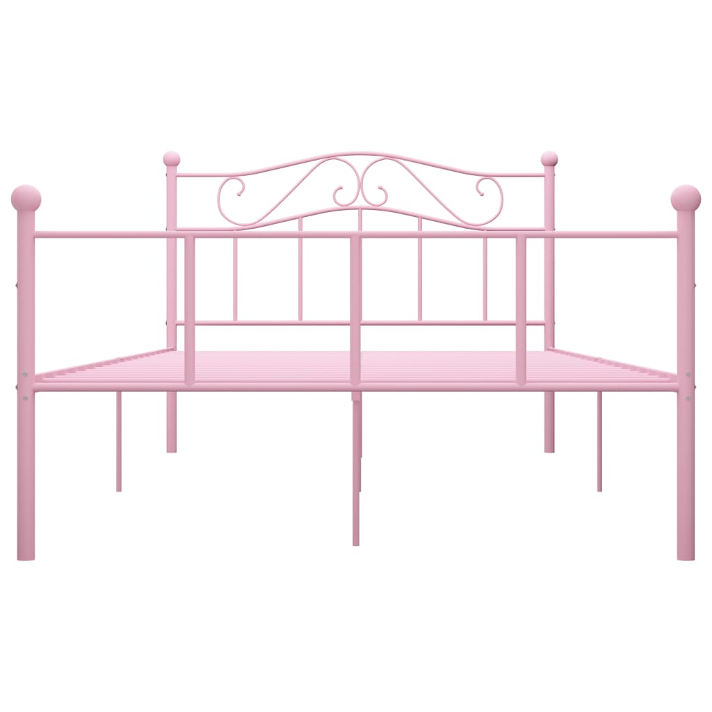 Bed Frame Pink Metal 140x200 cm