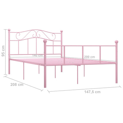 Bed Frame Pink Metal 140x200 cm
