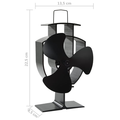 Heat Powered Stove Fan 3 Blades Black