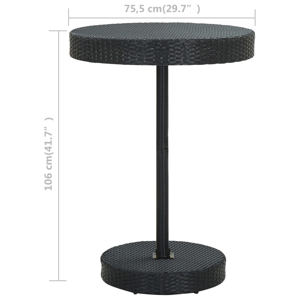 Garden Table Black 75.5x106 cm Poly Rattan